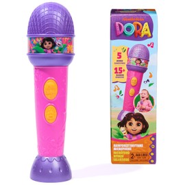 Dora, Rainforest Rhythms Microphone with Music, Sound Fx & Bilingual Phrases, Kids Toys for Girls & Boys Ages 3 and Up