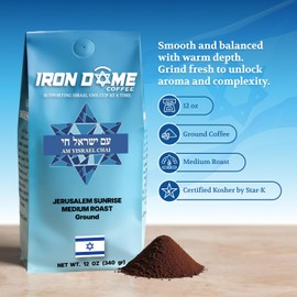 Iron Dome Coffee – Jerusalem Sunrise Medium Roast Ground Coffee – Smooth and Balanced 12oz Bag – Freshly Roasted, Ground Coffee – Inspired by the Warmth and Heritage of Jerusalem