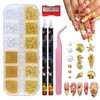 3D Beach Nail Charms Golden Seashell Tropical Ocean Pearls Beads
