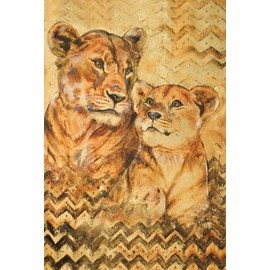 Toland Home Garden 119879 Hand Painted Lioness and Cub 12.5 x 18 Inch Decorative, Garden Flag-12.5" x18"
