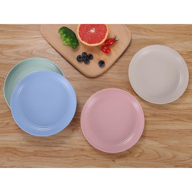 LuckyZone 7 Inches Small Unbreakable Wheat Straw Plates - Reusable