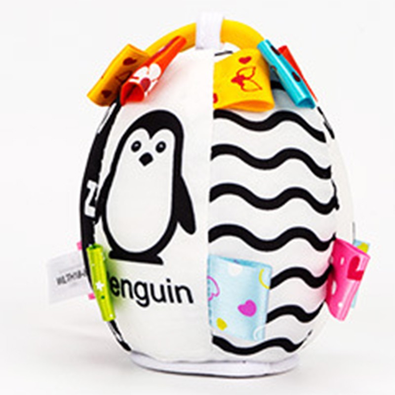 Black White Stroller Toy High Contrast Early Education Baby Plush