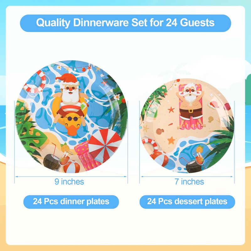 Kpbel Christmas In July Plates, 9" Dinner Plates 7" Dessert