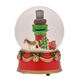 Widdop and Co. - The Seasonal Gift Co. - Musical Nutcracker Snowglobe Decoration Christmas Ornament. Red, Gold & White Xmas Homeware Indoor Festive Holiday Room Decor.