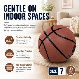 Grooved Silent Basketball Size 7# Men/Women/Children Indoor Dribble Practice Bounce Quiet Soft Airless
