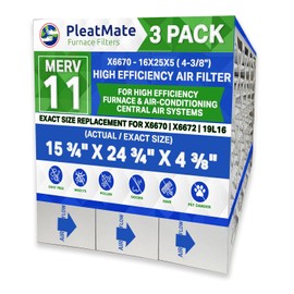 X6670 Healthy Climate Solutions 16x25x5 MERV 11 for Model HCF 16-11. Actual Size 15 3/4" x 24 3/4" x 4 3/8". Case of 3 Made by FurnaceFilters.Ca