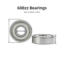 EIGHTNOO 20Pcs 608 ZZ Ball Bearings – Bearing Steel and 8x22x7mm 608 ZZ Double Metal Shielded Miniature Deep Groove Ball Bearings for Skateboard Roller Inline Skates