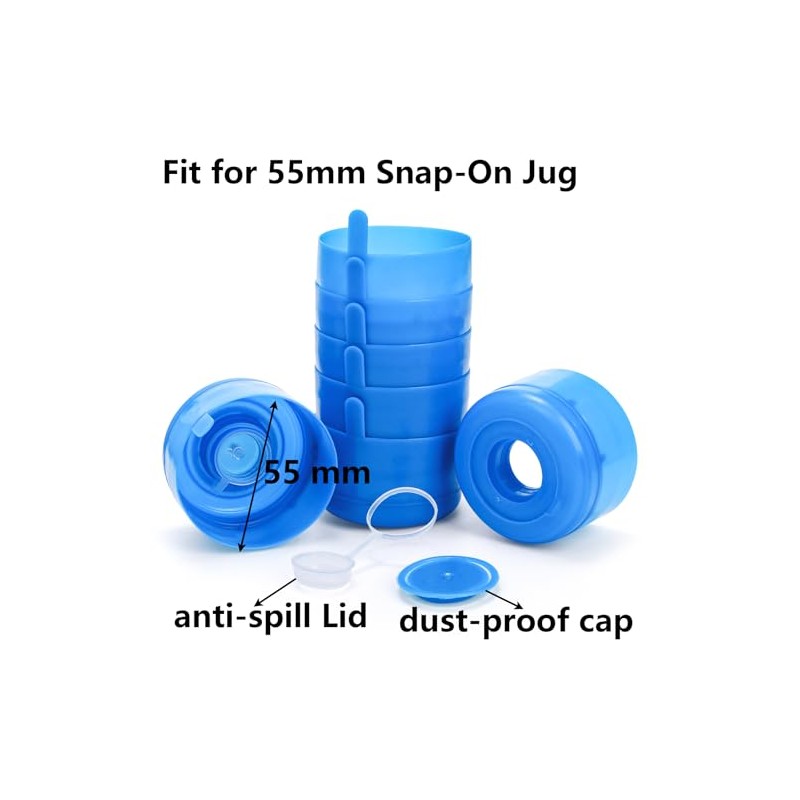 Jucoan 100 Pack Water Bottle Caps, 55mm 3&5 Gallon Non