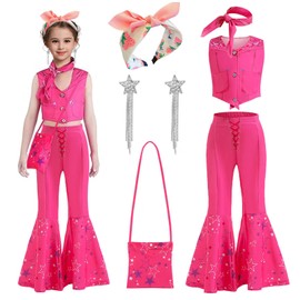 Girls' Cowgirl Costume, Pink Cowgirl Outfit, Babi Cowgirl Costume Women's The Movie Cosplay Costume, Pink Cowgirl Costume Girls, Hippie Costume Girls, Carnival Costume for 70s 80s 90s Theme Party