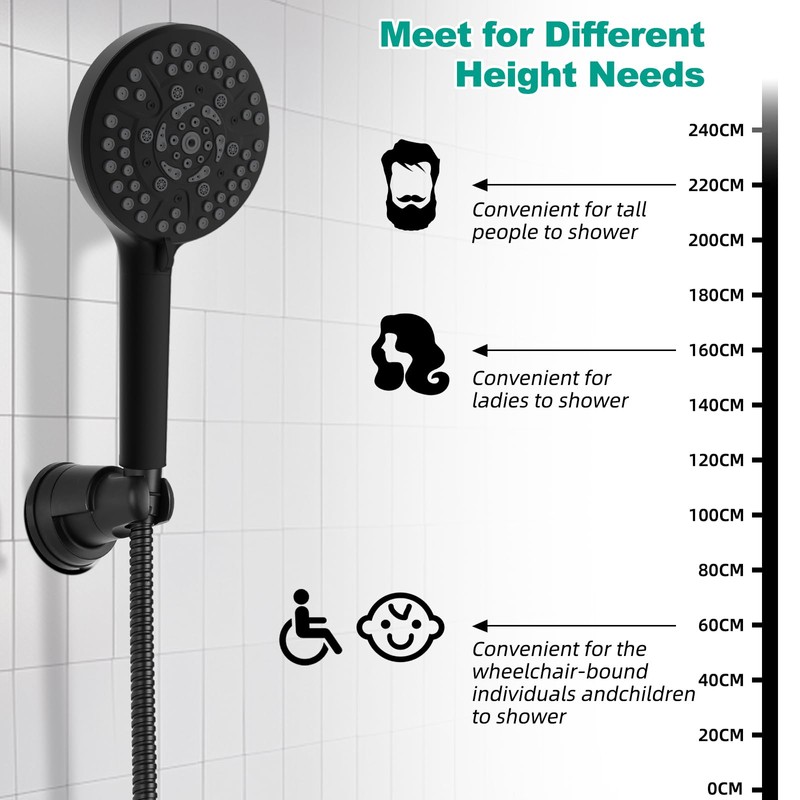 Hibbent Vacuum Suction Cup Shower Head Holder, Removable Showerhead Bracket,