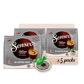 Senseo® Pads Type Italian Style - Coffee with Dark Roast - RA Certified - 5 Packs x 16 Coffee Pods