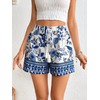 WDIRARA Women's Loose Boho Casual Summer Shorts Floral Print Elastic