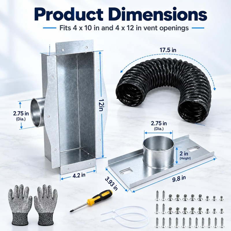 4 Inch Toe Kick Vent Duct Kit, Under Cabinet HVAC