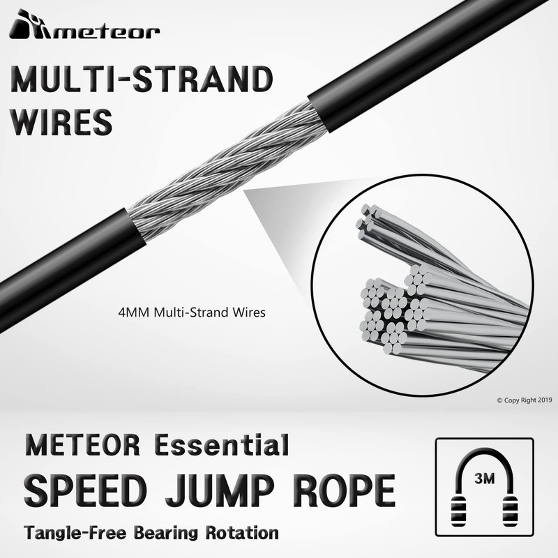 METEOR Adjustable Jump Rope for Cardio Exercise - Premium Skipping