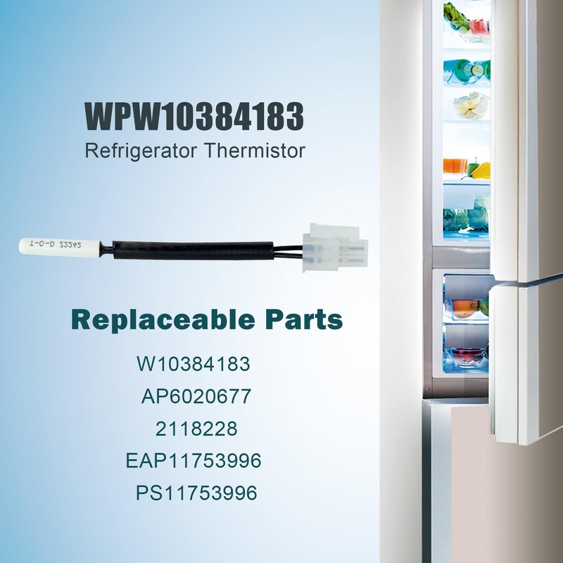 WPW10384183 W10384183 Refrigerator Thermistor Compatible with Whirlpool Kenmore, 2118228 AH3500720