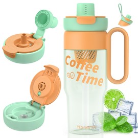 Tlater Leak-Proof Drinking Bottle, 850 ml Tritan, BPA-Free Water Bottles with Straw, Filter Vessel, Handle and Removable Drawstring, Suitable for Home, Schools, Offices, Gyms