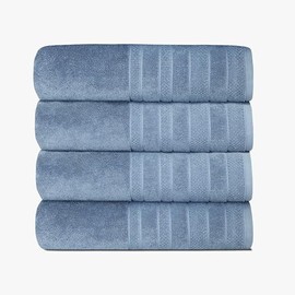 1888 Mills 725 GSM Premium 100% Cotton Bath Towels – Pack of 4 Luxury Bath Towel Set, 725 GSM, Super Soft & Highly Absorbent – Quick-Dry Plush Texture for Bathroom, Spa & Gym Use, Blue