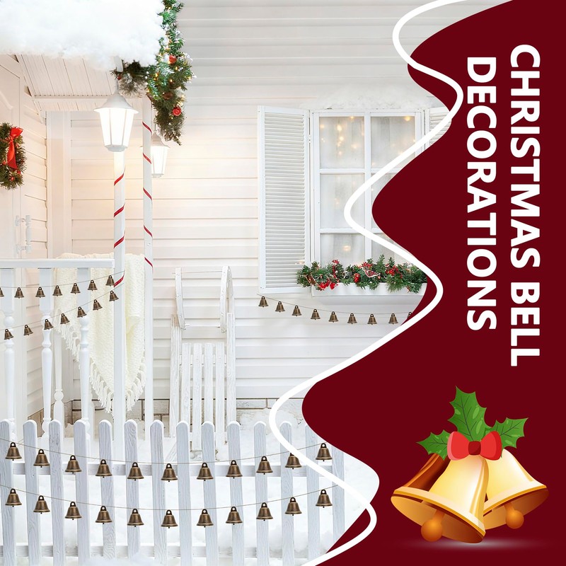 Christmas Bells Decorations Rustic Bells Christmas Garland Banner for Christmas
