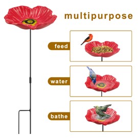 MIXXIDEA Sunflower Bird Baths for Outdoors Small Bird Bath Stick into Ground Cute Bird Bath Tray Bird Feeders for Outdoor Garden Decoration Bird Baths for Bird Lovers