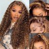 Sherico Honey Blonde Deep Wave Lace Front Wigs Human Hair,4/27