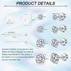 AVYRING Ear Piercing Kit, 2 Pack Painless Disposable Piercing Gun Kit with 20G Flat Back Earrings Studs, At Home Self Earpiercing Kit Tools and Supplies for Women Men, Silver