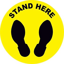 DuraStripe DSV-Sign 144-SD-N 12'' Round Stand Here Sign, Vinyl Adhesive