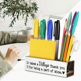 MFOMFO It Takes a Village Appreciation Sign for Teacher Nurse Volunteer Coworker Friend, Thank You Gift for Social Worker Doctor, Inspirational Administrative Staff Office Desk Pencil Holders-LBZ03