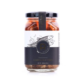 Lemon Garlic Tinapa - Gourmet boneless smoked herring fillets soaked in garlic and corn oil and infused with natural lemons. 250g