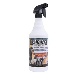 BANIX Horse and Pet Care Spray, Skin Support for Horses, Dogs, and Cats, Alcohol-Free, Non-Staining, No Odor, Made in USA, All-Weather Grooming Formula, 32 oz
