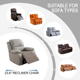 Genina Waterproof Recliner Chair Covers, Recliner Cover for Dog Pets Friendly, Washable Antislip Reclining Chair Cover Furniture Protector, Sofa Slipcover for Living Room(23.6inch/Taupe)