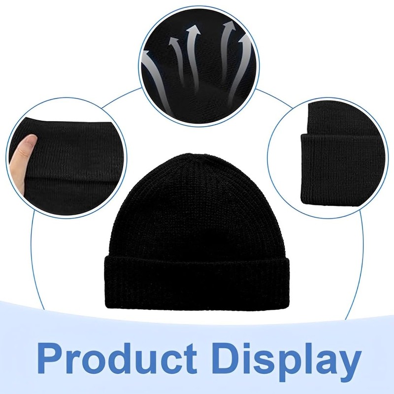 VYIBPDY Men's Knitted Beanie Hat with Envelope, Chiaro, M