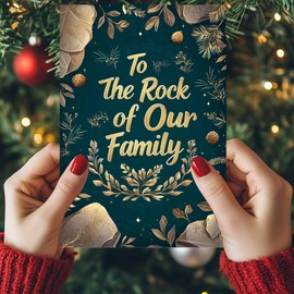 TzenvoGift Grandpa Birthday Card, Happy Birthday Grandpa - Gold Foil Text, Honoring the Rock of Our Family, 5.55" x 8.03"