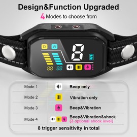 Dog Bark Collar, Anti Barking Collar for Large Medium Small Dogs, Rechargeable No Barking Collar, Smart Bark Collar with Automatic Barking Counting Function for Tranning, 8 Sensitivity & 4 Modes.