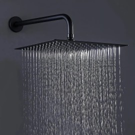 Regadera De Pared Acero Inoxidable Negra Mate 20cm Cuadrada Con Manerales Meer