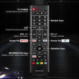 AKB75675304 TV Remote Control for L-G Tv Remote, Replacement for L-G Remote Control for Smart Tv, Compatible with All L-G TV Models 32LM5620BPUA 32LM570BPUA 32LM620BPUA 43LM5700PUA 43LM6300PUB