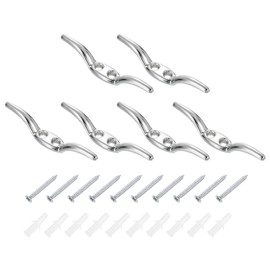 uxcell 5Pcs 65x10mm Blind Cord Cleats, Blind String Safety Rope Zinc Alloy Holder, Window Cord Hooks with Screws for Curtains Sun Shades Ropes, Silver