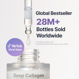SUNGBOON EDITOR Deep Collagen Serum | 5% Volufiline + 58% Low Molecular Collagen + 2% Niacinamide | Hydrating & Smoothing Face Serum | Korean Skincare, 1.01 fl oz | Gifts for Women
