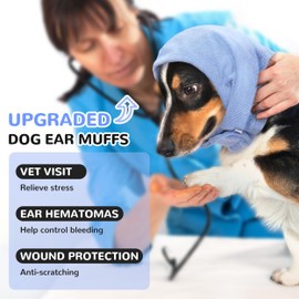PUMYPOREITY No Shake Dog Ear Cover for Anxiety Relief, Adjustable Headband for Hematoma, Grooming and Force Drying, Pet Thunderstorms Ear Protection, Comfort Hoodie for Anxiety