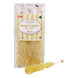 Extra Large Rock Candy Sticks: 12 Gold Crystal Rock Candy Sticks - Original Flavor - Individually Wrapped for Party Favors, Candy Buffet, Bridal and Baby Showers, Wedding Receptions and Anniversaries