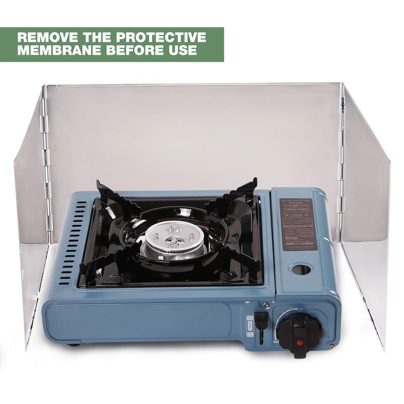 REDCAMP Folding Stainless Steel Stove Windscreen, Camping Stove Windshield Butane