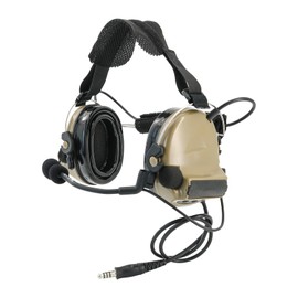 Tactical Headset with Noise Reduction/Communication Function+U94 PTT Gel Earpad Neckband Neckband Headband for Airsoft Sports (DE)