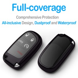 Tukellen - Funda de llave para Jeep Dodge, de alta calidad, suave, protección completa, compatible con Jeep Grand Cherokee Wrangler Compass Cherokee Renegade Patriot Grand Comander(negro)