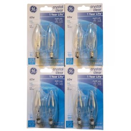 GE 8-Pack General Electric 60w Decorative B Type Candelabra Base Bulb 76229