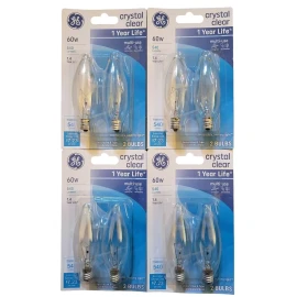 GE 8-Pack General Electric 60w Decorative B Type Candelabra Base Bulb 76229
