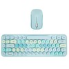 Keyboard Mouse Combo 2.4GHz Wireless Cute Retro 68 Round Keycaps