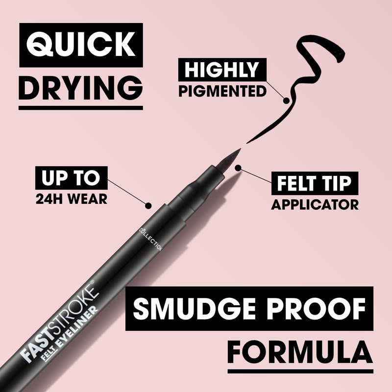 Collection Cosmetics Fast Stroke Felt Tip Eyeliner with Fine Tip,