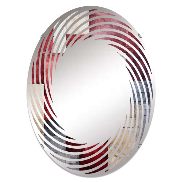 DesignQ Abstract Shapes with Maroon Mosaics - Abstract Shapes Spiral