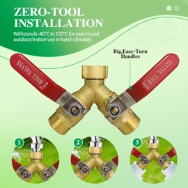 GOAKICHGO Garden Hose Splitter,2 Way Hose Splitter Heavy Duty with Stainless Steel Long Handle, Heavy Duty High Flow Spigot Splitter with Shut Off Valve, 3/4" Garden Tap Splitter(2 Way)