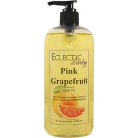 Pink Grapefruit Bath Oil by Eclectic Lady - Scented Bath Oil - Relaxing & Moisturizing Bathing Oil - Fragrance Body Oil For Dry & Rough Sensitive Skin - Body Daily Nourishing Shower Oil (16 oz)