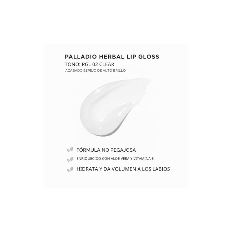 Palladio Lip Gloss, Brillo de Labios No Pegajoso, Ofrece Color